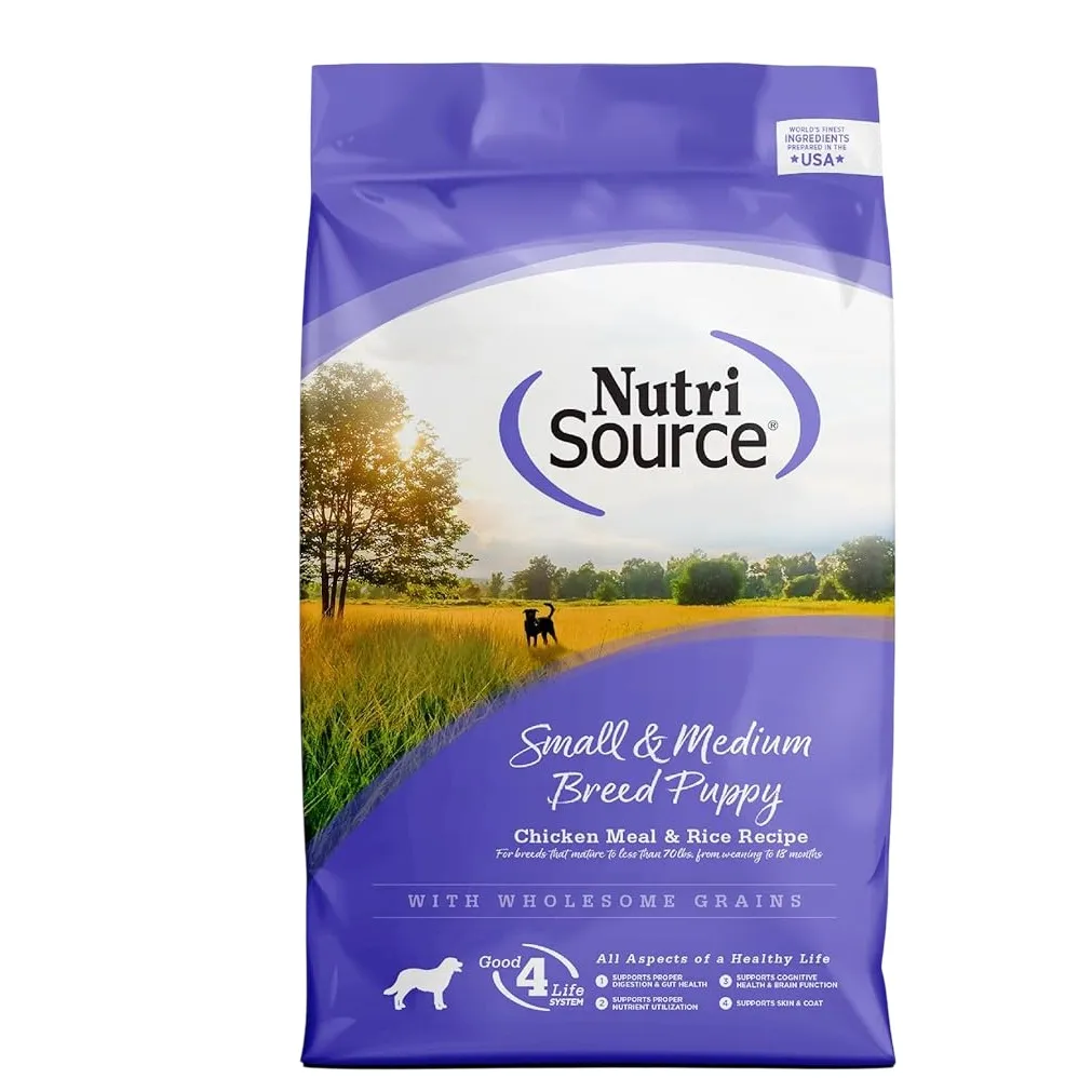 Nutrisource Comida de Pollo y Receta de Arroz para Cachorros de Razas Pequeñas y Medianas 12 LB