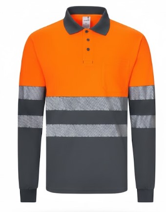Velilla - Polo poliéster manga larga cinta segmentada (Alta Visibilidad)