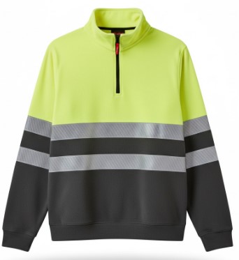 Velilla - Sudadera bicolor con media cremallera cinta segmentada (Alta Visibilidad)