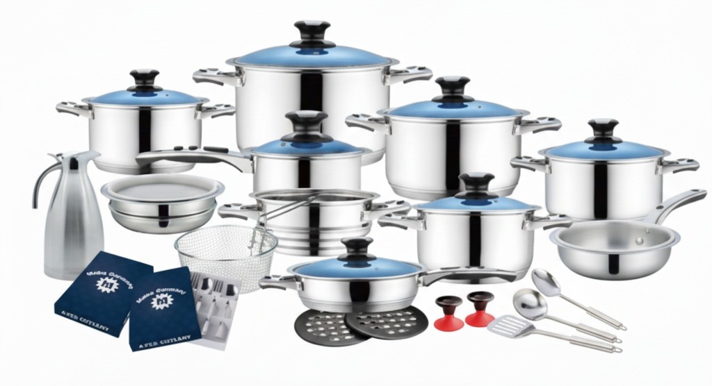 Set de Cocina de 33 Piezas Con Mangos de Baquelita Y Tapas de Vidrio