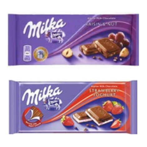 Milka Raisins & Nuts / Milka Strawberry Yoghurt 100g