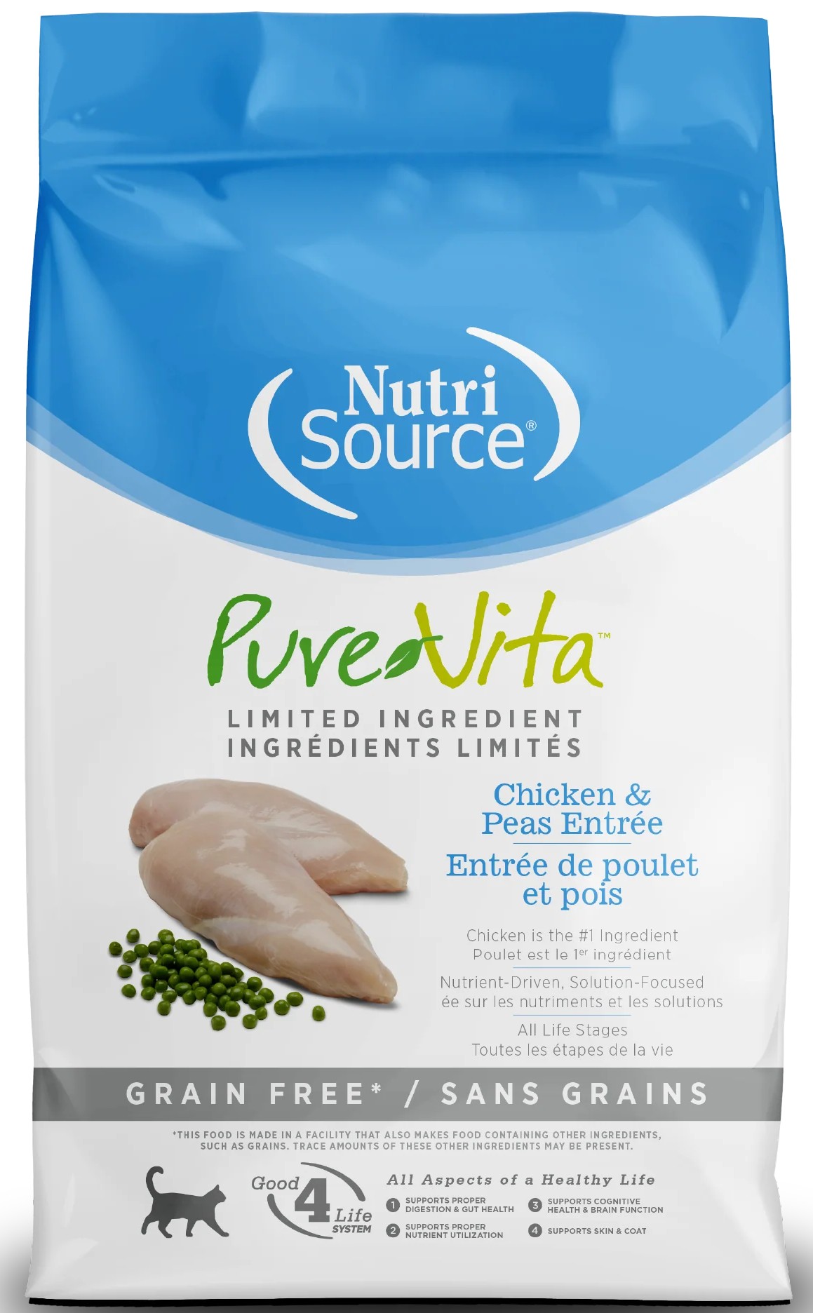 Nutrisource Pure Vita Pollo y Guisantes Entrée Alimento para Gatos sin Granos 1/12 Lb