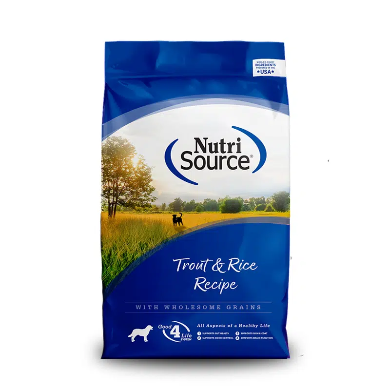 Nutrisource Alimento para Perros Receta de Arroz y Trucha de Razas Grandes 26 LB
