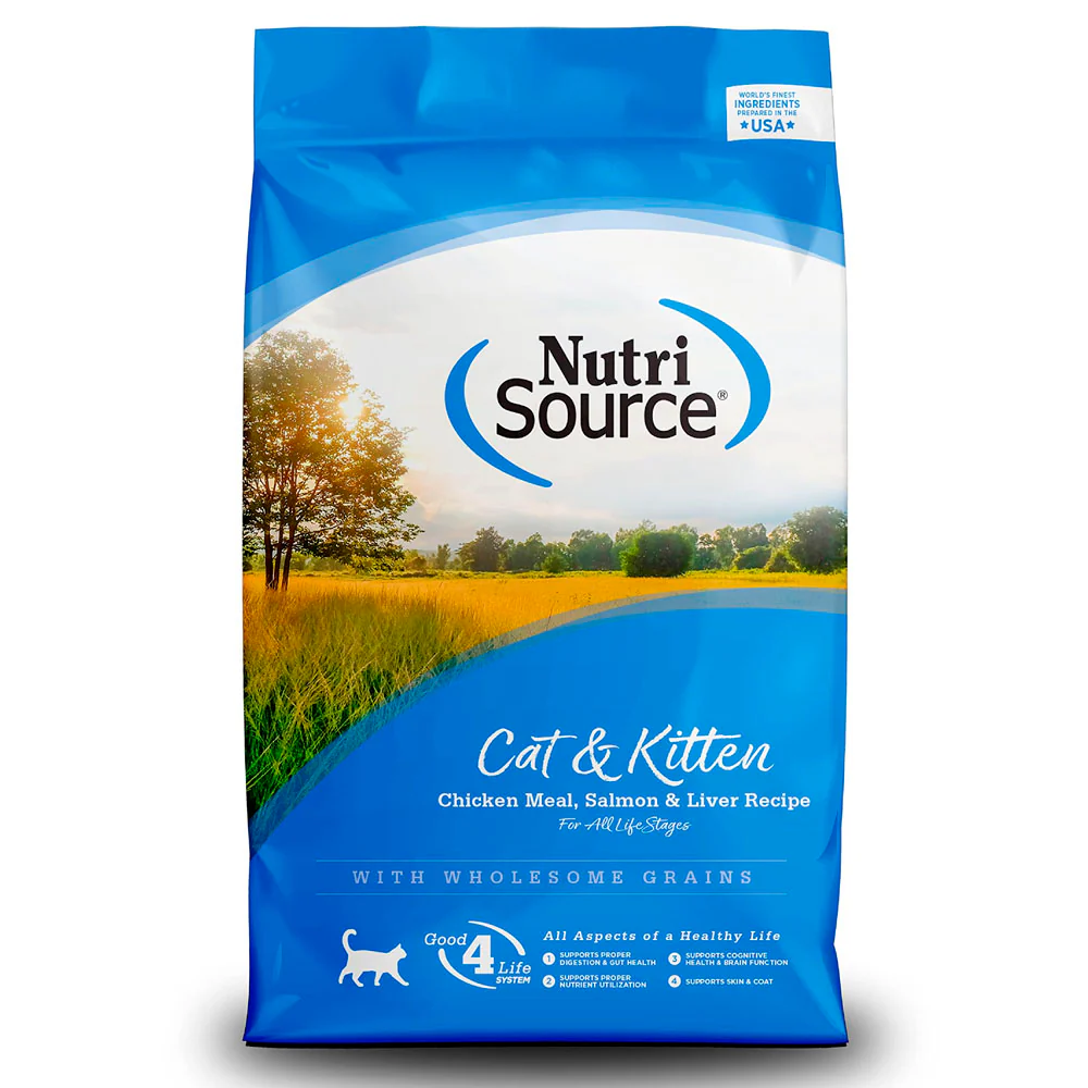 Nutrisource Cat & Kitten Comida de Pollo, Salmón y Receta de Hígado Comida para Gatos 1/12 Lb