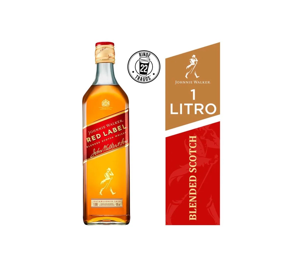Johnnie Walker Red 1 LITRO NO RELLENABLE